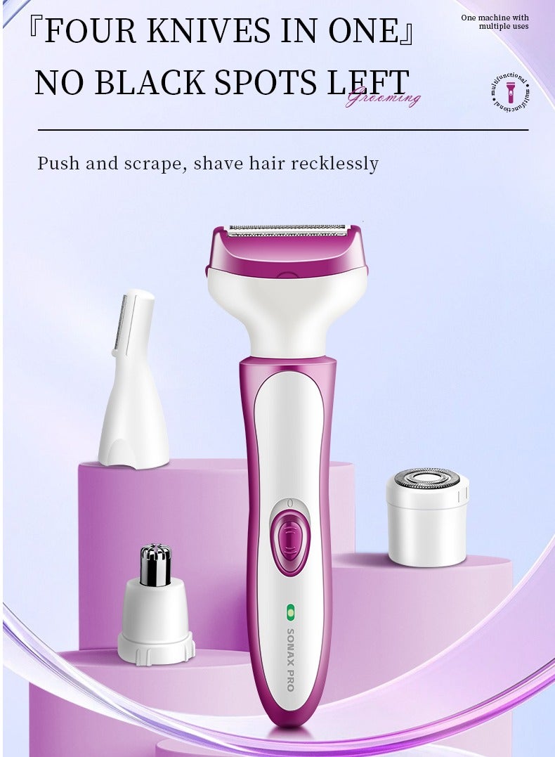 MARSKE Eyebrow Trimmer, 4 in 1 Multifunctional Hair Trimmer, Electric Shaver for Women, USB Rechargeable Eyebrow Trimmer Painless Shaver Hair Clipper for Bikini, Nose Hair, Eyebrow, Body, Sideburn - Image 1