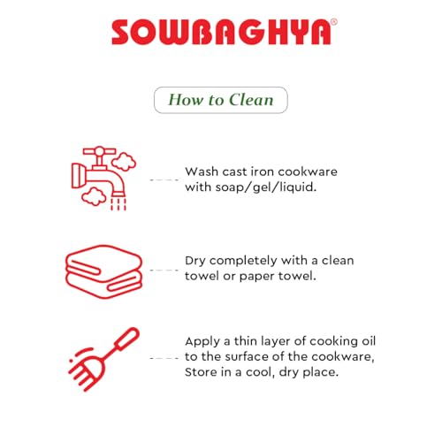 SOWBAGHYA Cast Iron Dosa Tawa 30.5cm/12inch - Pre-Seasoned for Roti/Dosa - Free Wooden Spatula - No Chemical Coating - Iron Rich Food - Even Heating - High Heat Retention - Hand Wash Only - Image 5
