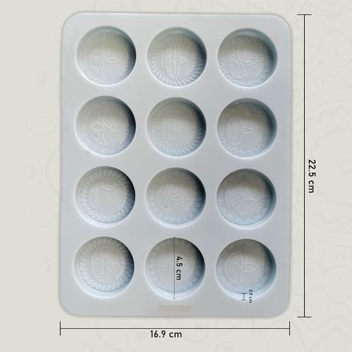 MoldBerry Chocolate Mould Making Silicone 12 Cavity Round Happy Diwali Chocolate Mold Cake Decoration deepavli Moulds Flexible & Reusable Special Diwali Mold(Pack of - 1) - Image 5