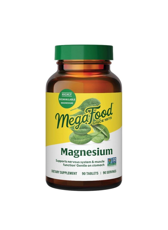 MegaFood Magnesium - Supports heart & nervous system - Magnesium Supplement with fermented Magnesium Glycinate - Vegan, Gluten-Free, Non-GMO and Kosher - Made Without 9 Food Allergens - 90 Tabs - Image 1