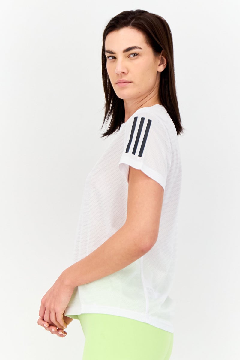 Adidas Women Sportswear Fit Short Sleeve Training T-shirt, White  - Image 3