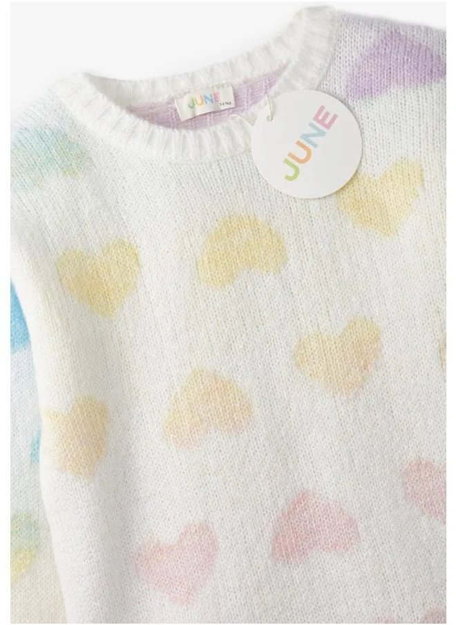 JUNE June Girl Heart Patterned Sweater Ecru