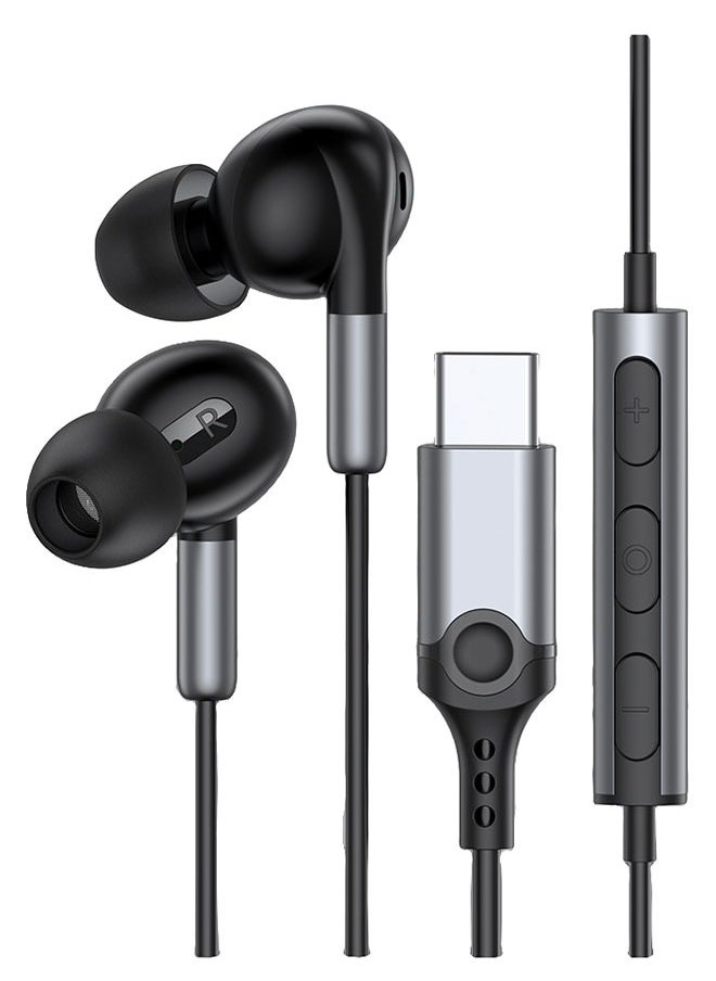 Letv Typec Wired In-Ear Noise Cancelling Digital Headphones For Iphone15/IPAD/Huawei/Samsung-Black  - Image 1