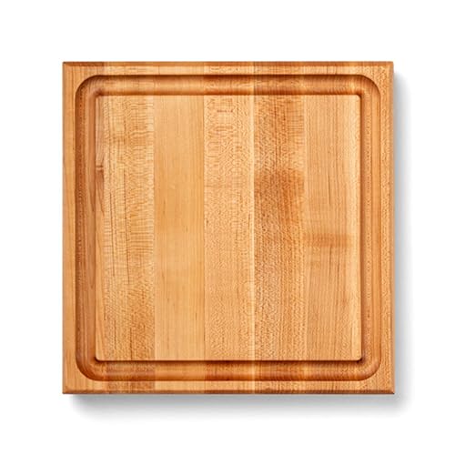 John Boos CB Series Square Wooden Maple Cutting Board 12”x12” – 1.75” Thick, 7-lb Reversible Butcher Block with Juice Groove, Edge-Grain & Finger Grips – Made in the USA - Image 1
