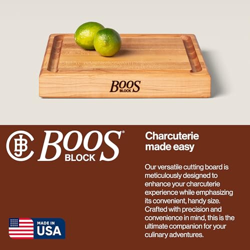 John Boos CB Series Square Wooden Maple Cutting Board 12”x12” – 1.75” Thick, 7-lb Reversible Butcher Block with Juice Groove, Edge-Grain & Finger Grips – Made in the USA - Image 4