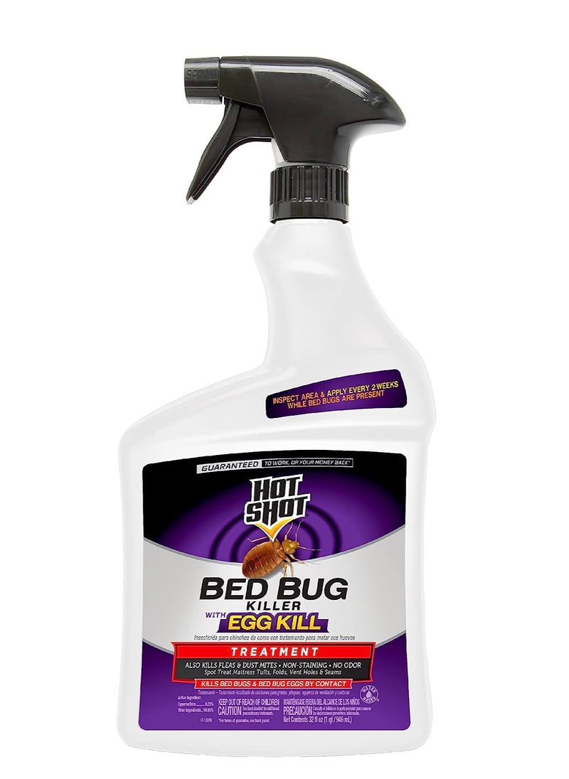 Hot Shot - Hot Shot Ready-to-Use Bed Bug Killer Spray, Kills Bed Bugs and Bed Bug Eggs, Kills Fleas and Dust Mites, 32 fl oz - Image 1