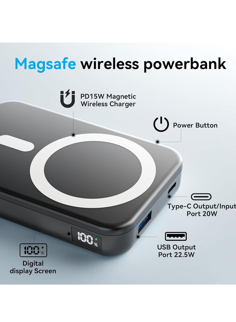 GULFLINK Magnetic Portable Power Bank Charger for Apple iPhone 15/14/13 Series 10000mah Black - Image 2