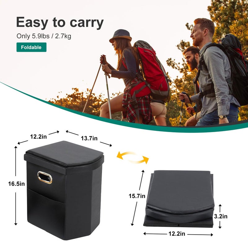 Ann Katy Upgrade XL Portable Toilet for Adults, Extra Large Portable Travel Floding Camping Toilet, Camping Tall Toilets with Lid for Kids Compact Potty for Car,Hiking,Beach,Toilet Storage Stool - Image 3