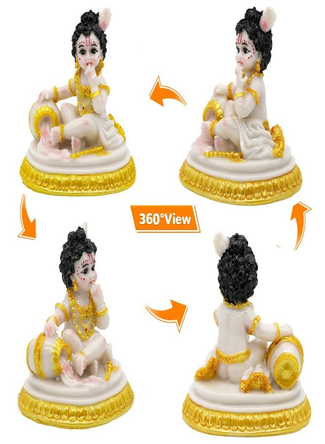 BangBangDa Baby Krishna for Car Dashboard - 4.1" H Marble Color Polystone Hindu God Lord Krishna Figurine for Vehicle Decor Diwali Birthday Pooja Gift for Indian Home Temple Mandir Altar Puja Item - Image 5