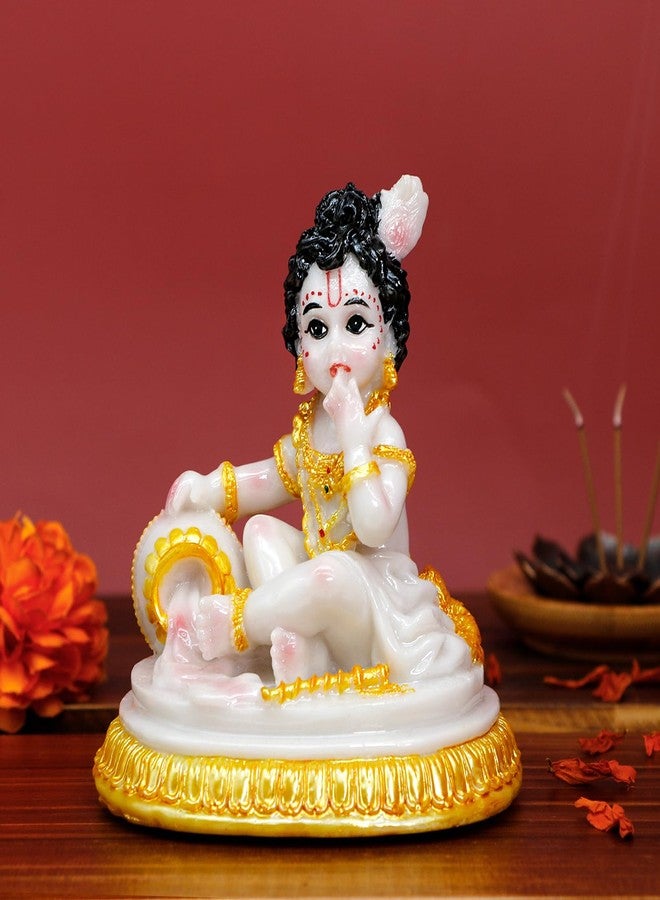 BangBangDa Baby Krishna for Car Dashboard - 4.1" H Marble Color Polystone Hindu God Lord Krishna Figurine for Vehicle Decor Diwali Birthday Pooja Gift for Indian Home Temple Mandir Altar Puja Item - Image 2