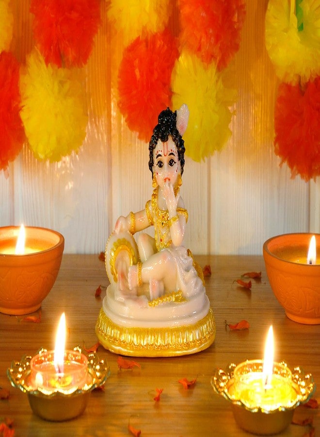 BangBangDa Baby Krishna for Car Dashboard - 4.1" H Marble Color Polystone Hindu God Lord Krishna Figurine for Vehicle Decor Diwali Birthday Pooja Gift for Indian Home Temple Mandir Altar Puja Item - Image 4