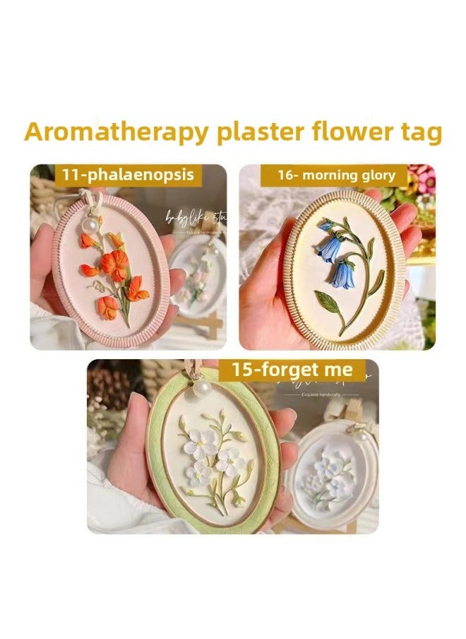 Listing Diy2024 Gypsum Doll Colored Graffiti Flower Card Stall Stone Graffiti Gypsum Doll Toy-Color:Phalaenopsis + Morning Glory + Forget-me-not + Ribbon + Drawing [white Embryo Without Paint]  - Image 1