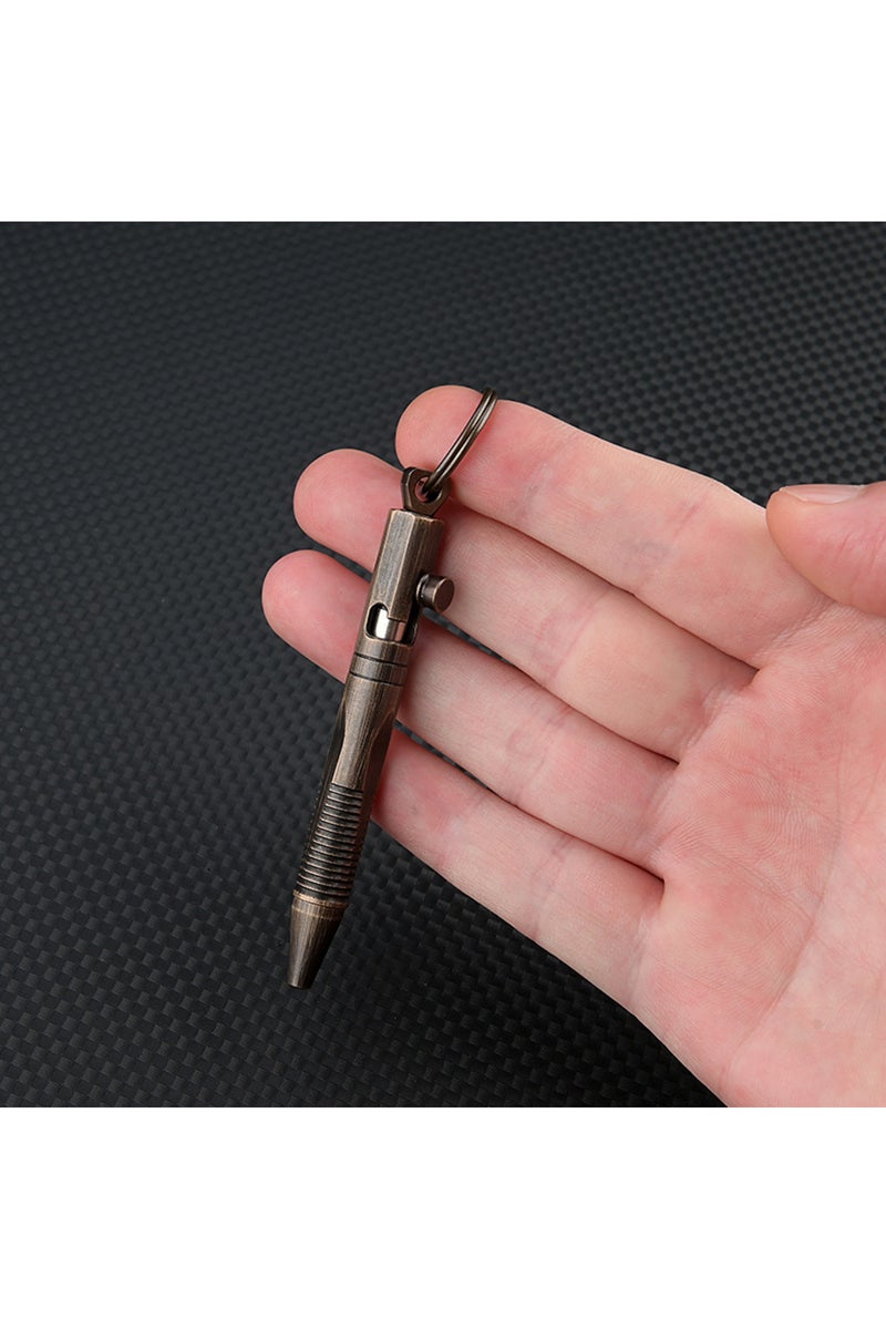 black color Mini Brass Pen Outdoors Portable Writing Tools Cylindrical Bolt Ballpoint Pen Key Pendan