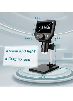 ماركة غير محددة مجهر رقمي LCD، 4.3 بوصة 1080 بكسل 10 ميجابكسل، تكبير 1-1000X كاميرا مجهر ستيريو USB لاسلكية، مسجل فيديو كاميرا 10 ميجابكسل مع شاشة عالية الدقة  - Image 4