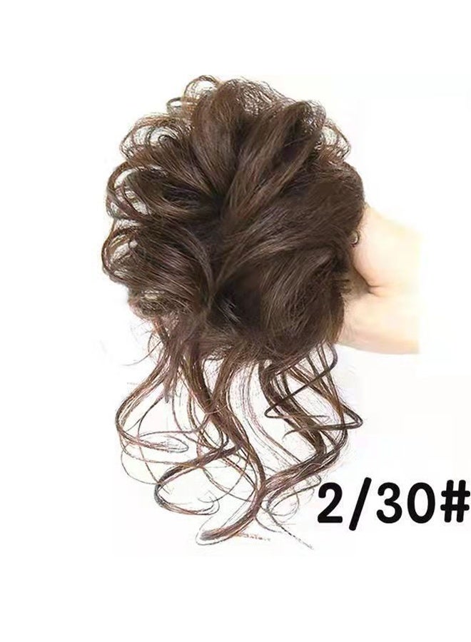 Messy Bun Hair Pieces Wavy Curly Synthetic Updo Chignon Fake Scrunchies Ponytail Extension for Women Light Brown - Image 2