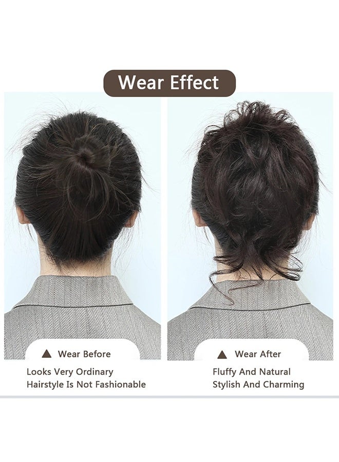 Messy Bun Hair Pieces Wavy Curly Synthetic Updo Chignon Fake Scrunchies Ponytail Extension for Women Light Brown - Image 5