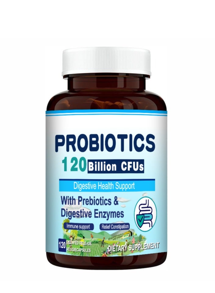 Vitalitown 120 Billion CFUs Probiotics 36 Strains, Prebiotics, Digestive Enzymes for Men and Women, 30 Delayed Release Veg Caps - Image 1