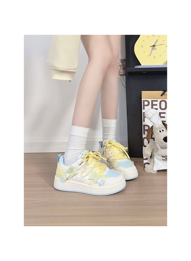 Humanity Renben Matcha Green Butterfly Women's White Shoes New Fashion Casual Thick-soled Korean Style Sneakers White Blue Yellow Size 35 - Image 4