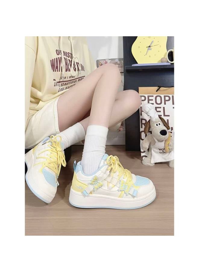 Humanity Renben Matcha Green Butterfly Women's White Shoes New Fashion Casual Thick-soled Korean Style Sneakers White Blue Yellow Size 35 - Image 3