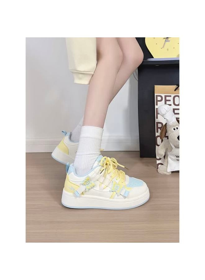 Humanity Renben Matcha Green Butterfly Women's White Shoes New Fashion Casual Thick-soled Korean Style Sneakers White Blue Yellow Size 35 - Image 5