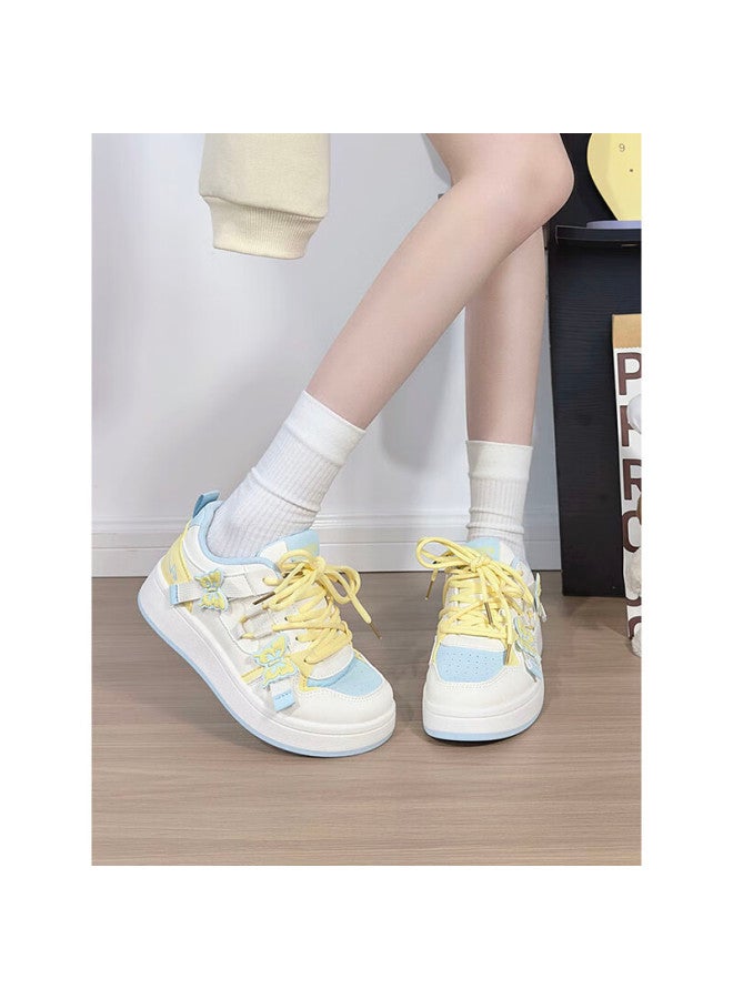 Humanity Renben Matcha Green Butterfly Women's White Shoes New Fashion Casual Thick-soled Korean Style Sneakers White Blue Yellow Size 35 - Image 2
