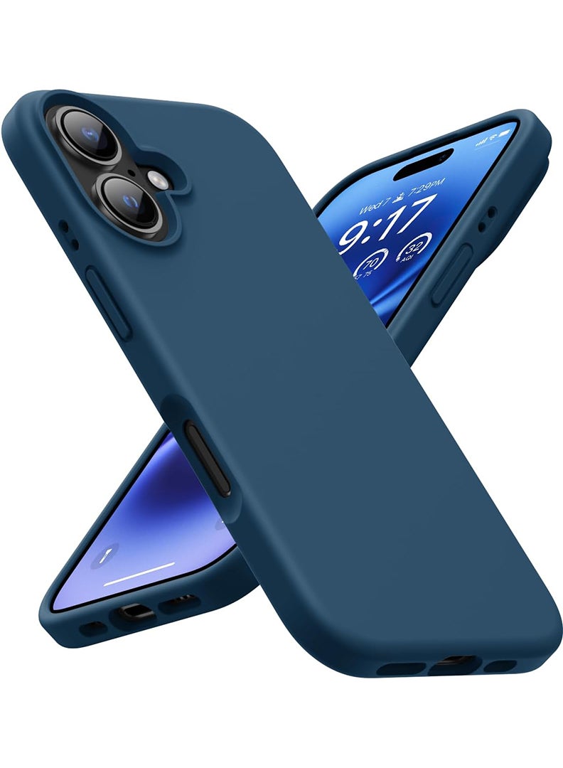 Theodor iPhone 16 Plus Protective Slim Fit Case Liquid Silicone Cover with Full Body Protection Anti-Scratch Shockproof Case Blue - Image 1