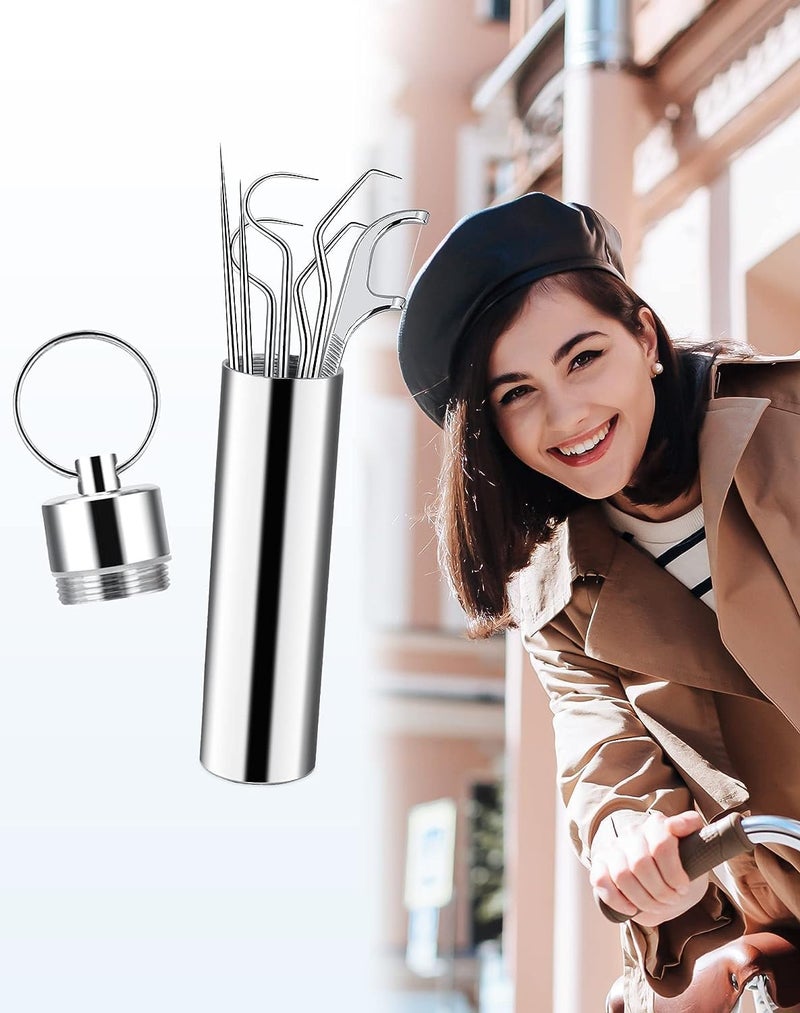 Gra8 Dental- Tools, 7 in 1 Stainless Steel Teeth Cleaning Tool Kit, Dental Hygiene Kit Toothpicks Cleaning Picks for Teeth Braces Cleaning Tools (1pcs) - Image 5