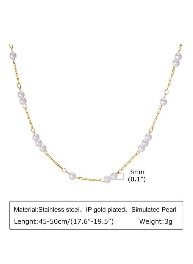 Andaazs Women's Mystic 18K Gold Plated Necklace with small pearl beads in a single strand - Image 5