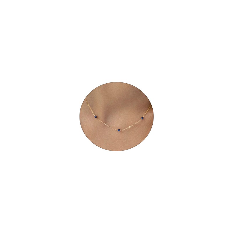 BERISO 14K GoldSilver Plated Choker Necklace for Women Shining Dots Station Gold Chain Necklace Beads Sparkle Chain Necklace Link Chain Exquisite Jewelry for women - Image 2