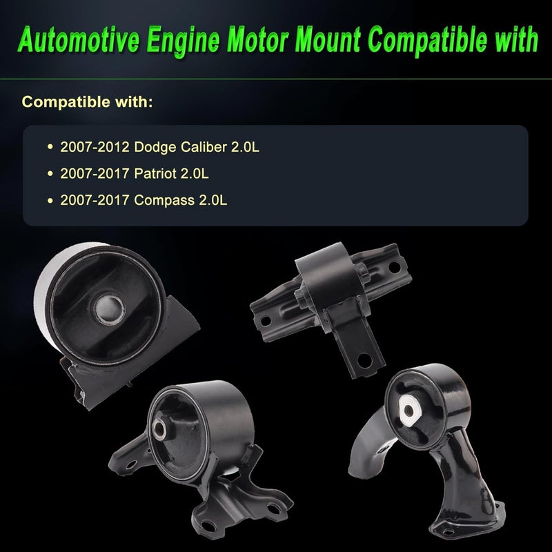 SHICHU Engine Motor Mount Set for Dodge Caliber, Compass, and Patriot (2007-2017) - 4 Piece Replacement - Image 2