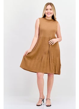 ESPRIT Women Pleated Mini Dress, Tan  - Image 4