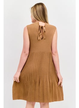 ESPRIT Women Pleated Mini Dress, Tan  - Image 3