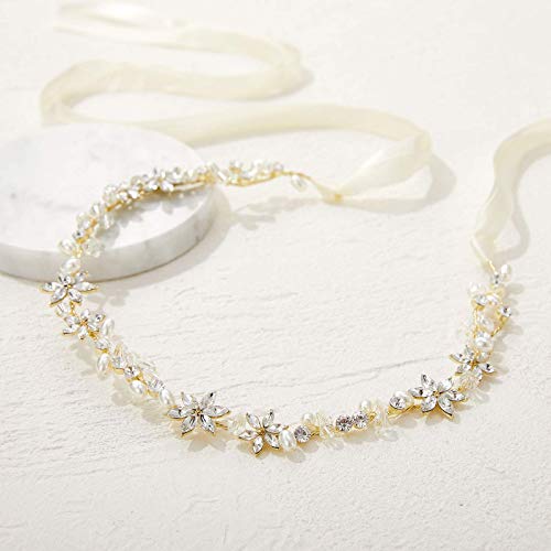 SWEETV Gold Flower Girl Headpiece for Wedding Crystal Floral Girls Headband Princess Hair Accessories for Birthday Party, Photography - Image 3