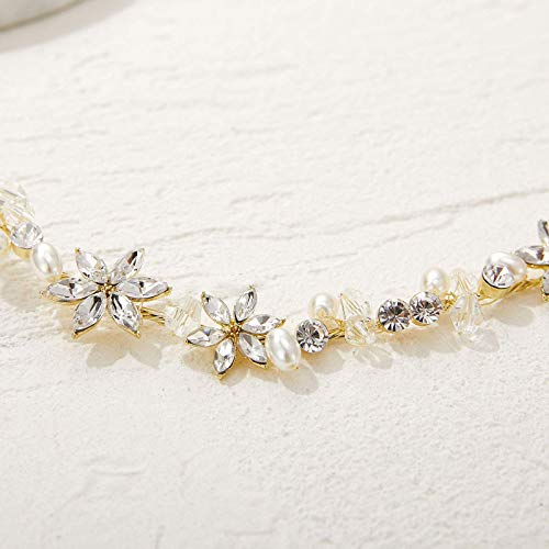 SWEETV Gold Flower Girl Headpiece for Wedding Crystal Floral Girls Headband Princess Hair Accessories for Birthday Party, Photography - Image 4
