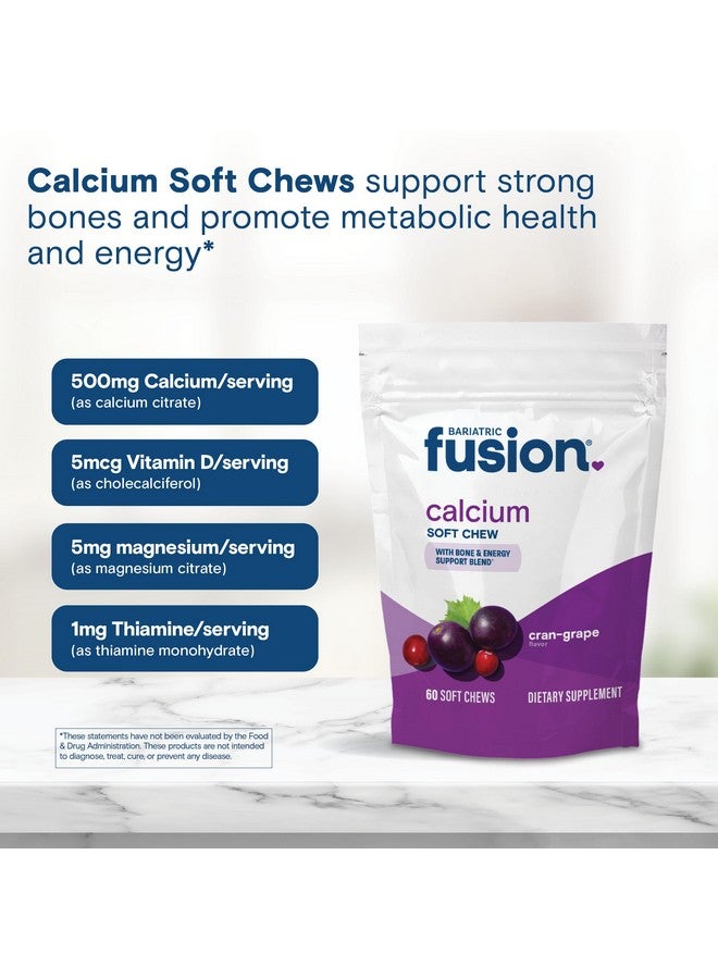 Bariatric Fusion Bariatric Calcium Chews | Calcium Citrate with Vitamin D3 Calcium Supplement Bariatric Vitamin | Sugar Free Calcium Citrate Chewable | Calcium Citrate 500mg | Cran Grape | 60 Count - Image 5