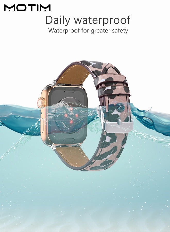 Motim Slim Leather Strap Compatible with Apple Watch Band 42mm /44mm /45mm /49mm, Genuine Leather Replacement Band Wristband, Thin Replacement Strap for iWatch Ultra SE Series 10/9/8/7/6/5/4/3/2/1 - Image 5