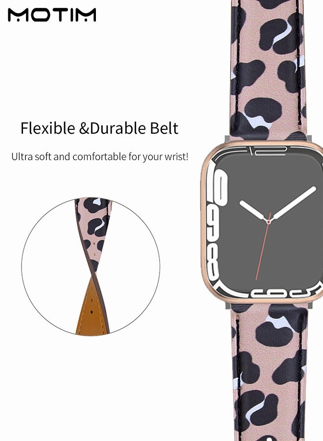 Motim Slim Leather Strap Compatible with Apple Watch Band 42mm /44mm /45mm /49mm, Genuine Leather Replacement Band Wristband, Thin Replacement Strap for iWatch Ultra SE Series 10/9/8/7/6/5/4/3/2/1 - Image 4