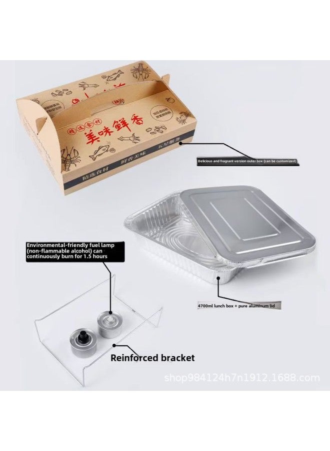 Grilled Fish Take-out Packing Box Heatable Tin Foil Aluminum Foil Plate Disposable Rectangular Grilled Fish Barbecue Box Wholesale-Color:F370 Box + Aluminum Lid + Handbag + Bracket + 1 Oil - Image 4