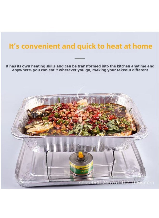 Grilled Fish Take-out Packing Box Heatable Tin Foil Aluminum Foil Plate Disposable Rectangular Grilled Fish Barbecue Box Wholesale-Color:F370 Box + Aluminum Lid + Handbag + Bracket + 1 Oil - Image 3