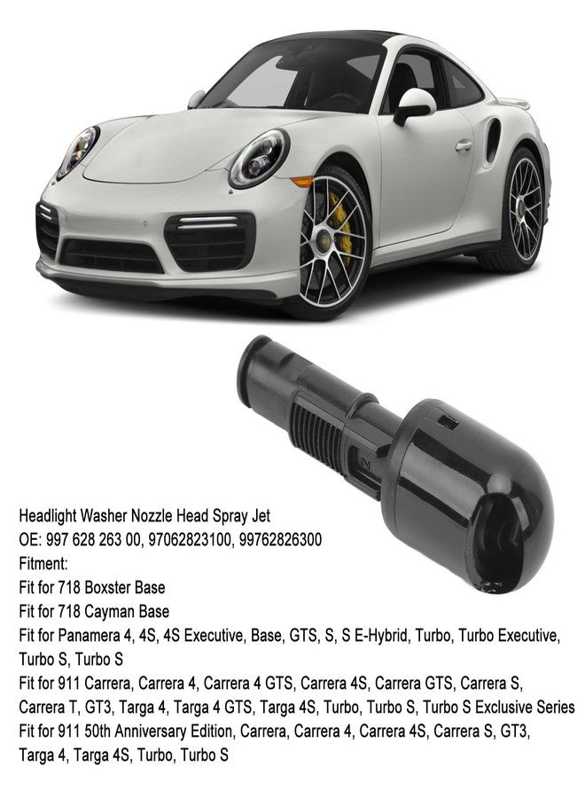 Zunate Headlight Washer Nozzle 99762826300, Left Right Headlight Headlamp Washer Nozzle Jet for 718 718 Cayman 911 Carrera Panamera 4 (Black) - Image 4