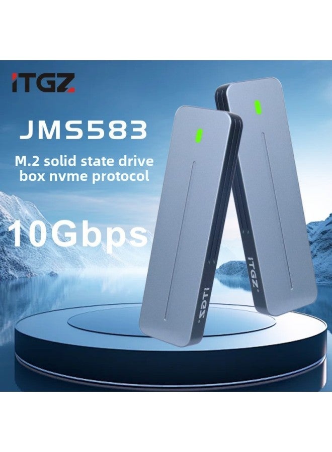 ITGZ M.2 Solid State Mobile Hard Disk Box JMS583NVMe Protocol 10Gbpsl Aluminum Alloy Computer External Box-Color: With Two Lines  - Image 2