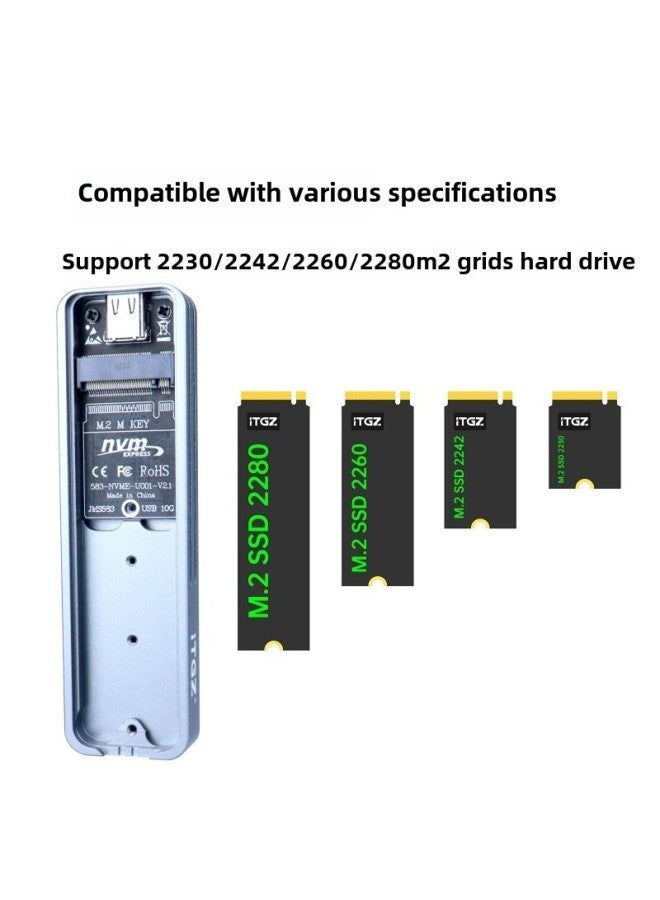 ITGZ M.2 Solid State Mobile Hard Disk Box JMS583NVMe Protocol 10Gbpsl Aluminum Alloy Computer External Box-Color: With Two Lines  - Image 4