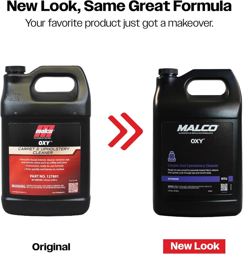 MALCO OXY Carpet & Upholstery Cleaner - Stain Remover Spray for Car Interior Fabric/Cleans the Toughest Vehicle Stains/Deep Cleaning Liquid Formula / 1 Gallon (127801) - Image 2