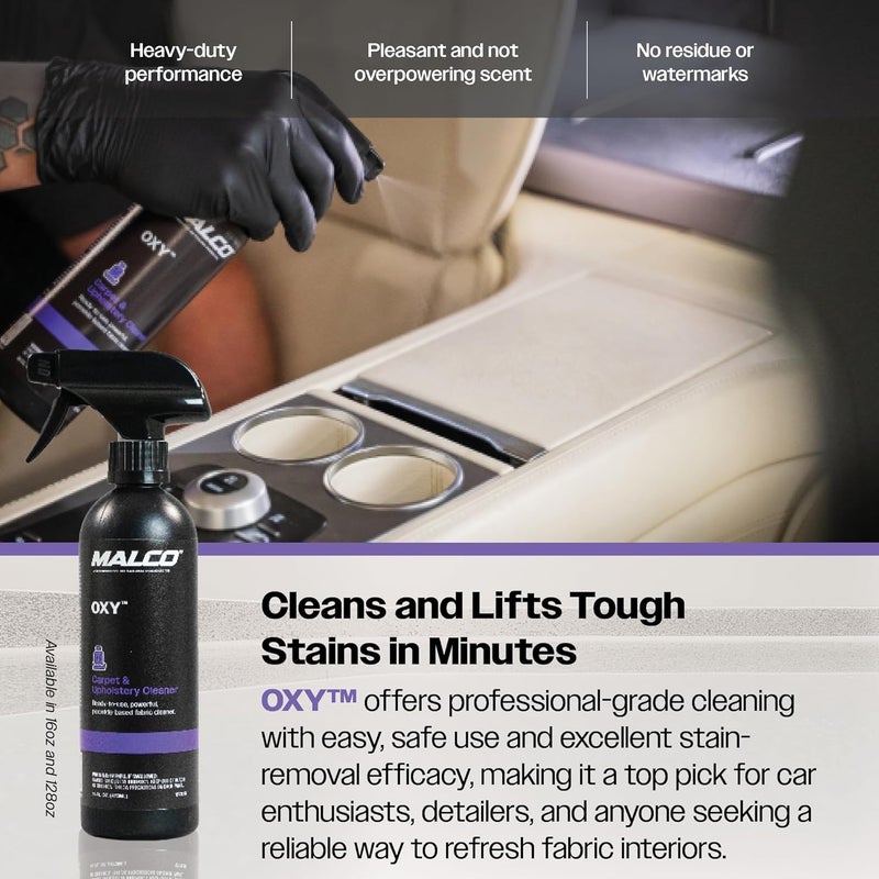 MALCO OXY Carpet & Upholstery Cleaner - Stain Remover Spray for Car Interior Fabric/Cleans the Toughest Vehicle Stains/Deep Cleaning Liquid Formula / 1 Gallon (127801) - Image 5