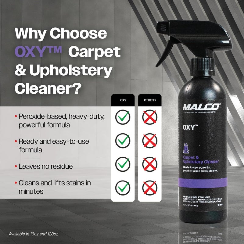 MALCO OXY Carpet & Upholstery Cleaner - Stain Remover Spray for Car Interior Fabric/Cleans the Toughest Vehicle Stains/Deep Cleaning Liquid Formula / 1 Gallon (127801) - Image 4