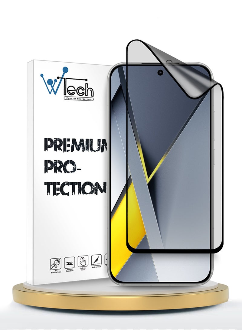 دبليو تيك حامي شاشة مرن كامل الغطاء من السيراميك النانو الفاخر لهاتف Xiaomi Poco F8 Ultra 5G 2025 (MSCNMN) - شفاف/أسود - Image 1