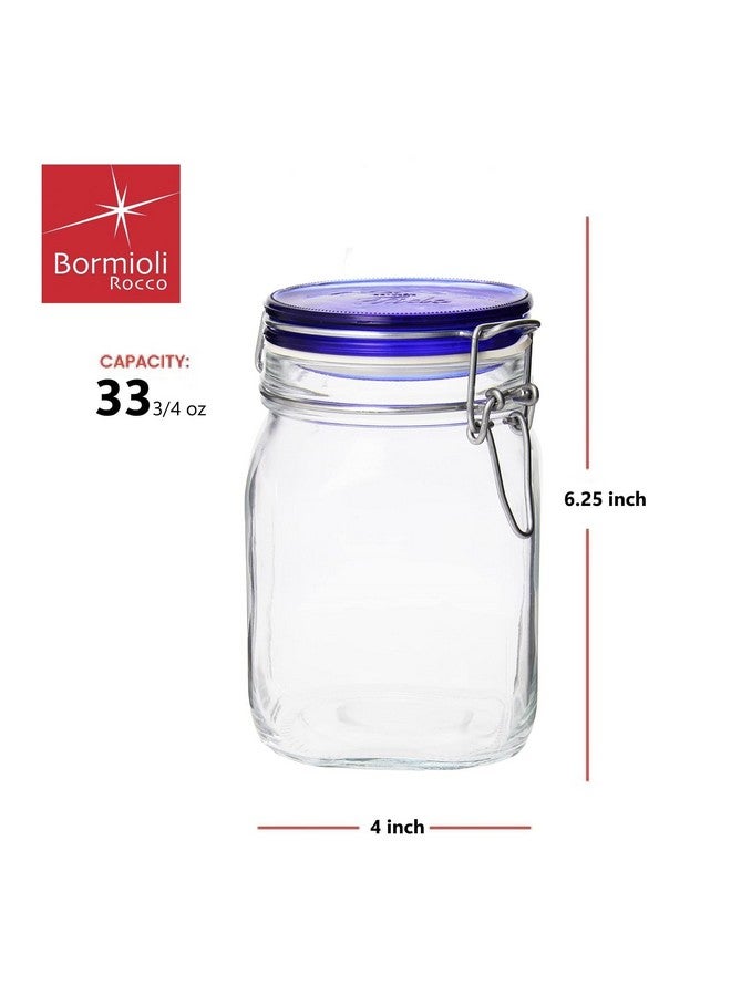 Bormioli Rocco Fido Collection, 2 Pack, 33¾ Oz. Food Storage Glass Jars, Airtight Rubber Seal & Glass Lid, With Stainless Wire Clamp, Made In Italy. - Image 2