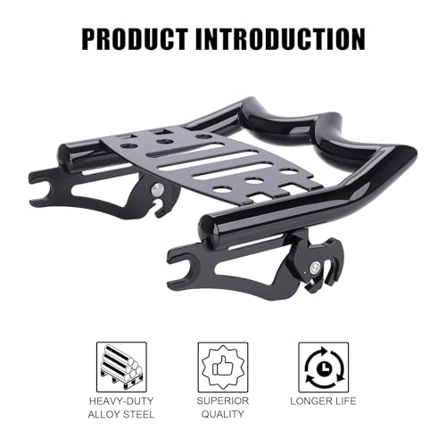 Aferrizu 1.25" Thick Quick Release Luggage Rack for Harley Davidson Touring Street Glide Electra Glide Road King Road Glide 2009-2025 Tour Pack Rear Rack Trunk Mount (Gloss Black) - Image 2