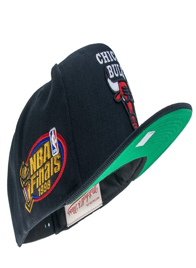 Mitchell & Ness Chicago Bulls NBA Top Spot Snapback Hat Adjustable Cap - Black/1998 NBA Finals Side Patch/Hardwood Classics - Image 5