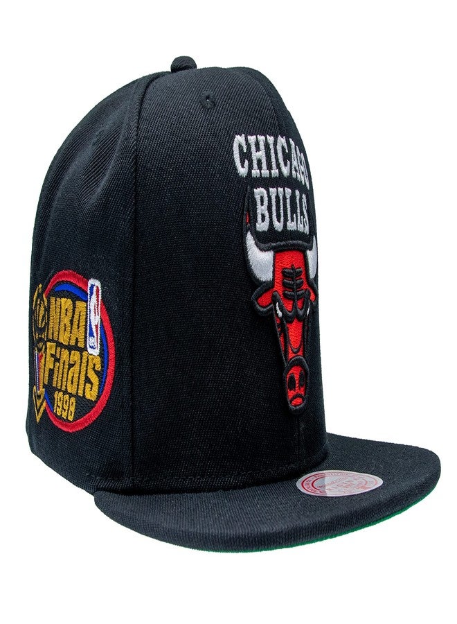 Mitchell & Ness Chicago Bulls NBA Top Spot Snapback Hat Adjustable Cap - Black/1998 NBA Finals Side Patch/Hardwood Classics - Image 2